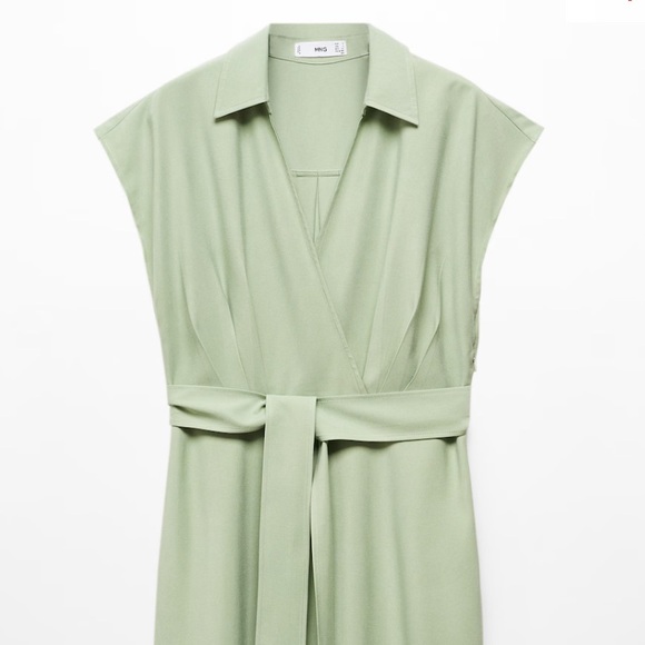 New Mango Belt Midi Sleeveless Wrap Dress in Mint Green Sz 2 NWT - Picture 9 of 11